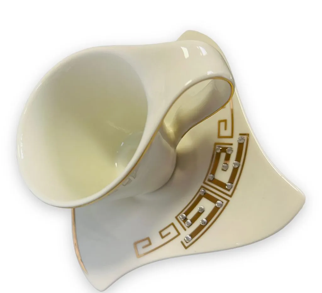 12-teiliges Medusa Mäander Kaffeeservice Mit Goldschliff Kaffeetassen Für 6 Personen 6 Tassen + 6 Untertassen Weiß-Gold Genießen Servieren Kaffee 5 12-teiliges Medusa Mäander Kaffeeservice Mit Goldschliff Kaffeetassen Für 6 Personen 6 Tassen + 6 Untertassen Weiß-Gold Genießen Servieren Kaffee – Bild 3