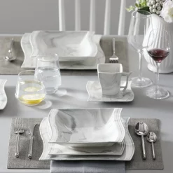 MALACASA, Serie Flora, 60 Tlg. Marmor Porzellan Geschirrset Kombiservice Tafelservice Mit Je 12 Kaffeetassen, 12 Untertassen, 12 Dessertteller, 12 Suppenteller Und 12 Flachteller -Kaffee VerkÃ¤ufe 0abc63e8fbf484a0fe533c38afc2e705