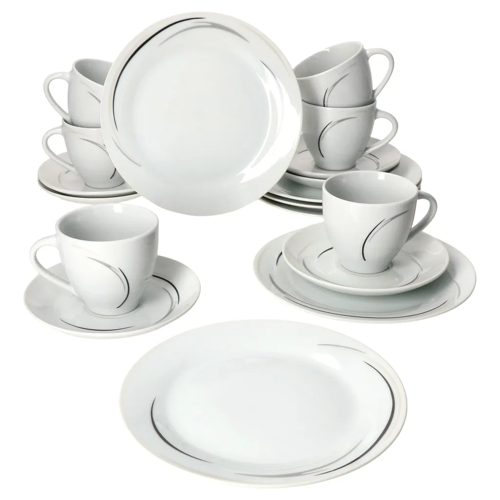 Mambo-Cat Kaffee-Tasse Porzellan-Becher Geschirr-Set Schüssel Bowl-Schale Tafel-Zubehör Suppen-Schälchen Speise-Teller Käse-Wurst Ess-Platte Frühstücks-Buffet Brunch Kuchen-Dessert Home Streifen-Grau Schwarz-Creme Kombi-Service Sechs-Personen 4 Mambo-Cat Kaffee-Tasse Porzellan-Becher Geschirr-Set Schüssel Bowl-Schale Tafel-Zubehör Suppen-Schälchen Speise-Teller Käse-Wurst Ess-Platte Frühstücks-Buffet Brunch Kuchen-Dessert Home Streifen-Grau Schwarz-Creme Kombi-Service Sechs-Personen – Bild 2