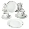 Van Well 18tlg. Kaffee-Service Home FÃ¼r 6 Personen I 6x Tasse 180ml, 6x Untertasse + 6x Kuchenteller I Porzellan-Geschirr Mit Streifen In Grau, Schwarz & Creme I Kaffeepott, Dessert-Teller -Kaffee VerkÃ¤ufe 0b61d6a9c8160eebb22976d32cd622bc