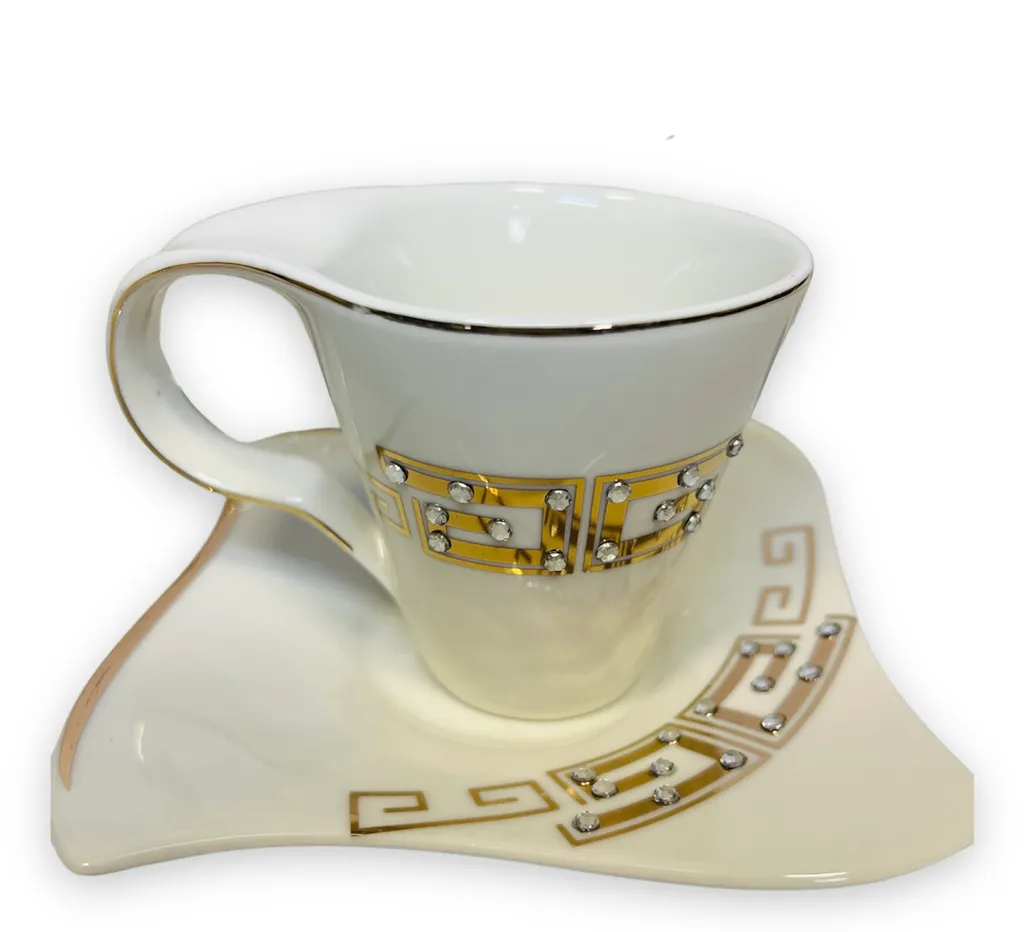 12-teiliges Medusa Mäander Kaffeeservice Mit Goldschliff Kaffeetassen Für 6 Personen 6 Tassen + 6 Untertassen Weiß-Gold Genießen Servieren Kaffee 4 12-teiliges Medusa Mäander Kaffeeservice Mit Goldschliff Kaffeetassen Für 6 Personen 6 Tassen + 6 Untertassen Weiß-Gold Genießen Servieren Kaffee – Bild 2