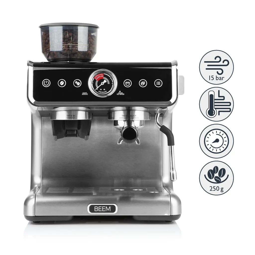 BEEM ESPRESSO-GRIND-PROFESSION Espresso-Siebträgermaschine Mit Mahlwerk - 15 Bar Espressomaschine Siebträger Maschine Barista Kaffee Mahlwerk Milchaufschäumer 3 BEEM ESPRESSO-GRIND-PROFESSION Espresso-Siebträgermaschine Mit Mahlwerk - 15 Bar Espressomaschine Siebträger Maschine Barista Kaffee Mahlwerk Milchaufschäumer
