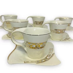 12-teiliges Medusa MÃ¤ander Kaffeeservice Mit Goldschliff Kaffeetassen FÃ¼r 6 Personen 6 Tassen + 6 Untertassen WeiÃŸ-Gold GenieÃŸen Servieren Kaffee