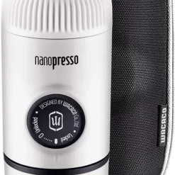 WACACO Nanopresso Tragbare Espressomaschine, Mit Nanopresso-Etui, Upgrade-Version Von Minipresso, Reisekaffeemaschine, Kaffee-To-Go, Manuell Betrieben, WeiÃŸ, Nachhaltig