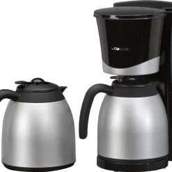 Clatronic Thermo-Kaffeeautomat KA 3328, Inkl. 2 Thermokannen Für Je 8-10 Tassen Kaffee (2 X 1 Liter), Schwarz Silber