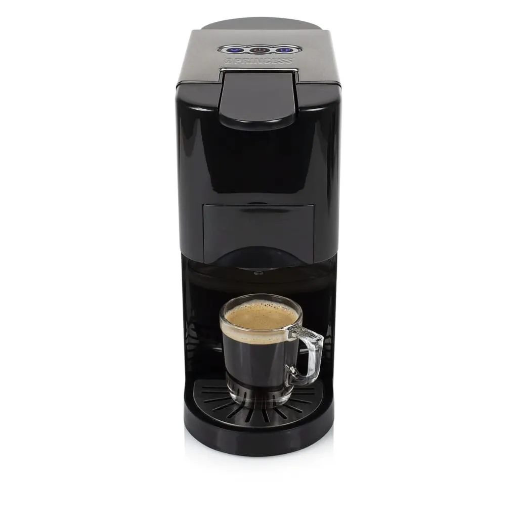 Princess 4-in-1 Multi-Kapsel-Kaffeemaschine 1450W 0,8L Schwarz Silbern 5 Princess 4-in-1 Multi-Kapsel-Kaffeemaschine 1450W 0,8L Schwarz Silbern – Bild 3