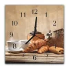 Wanduhr Aus Glas Mit Motiv GebÃ¤ck Und Kaffee - Quadratisch Breite 30 Cm, HÃ¶he 30 Cm Und Quarzuhrwerk
