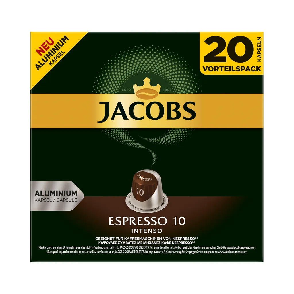 Jacobs Kapseln Espresso Intenso | 20 Nespresso® Komp. Kapseln 3 Jacobs Kapseln Espresso Intenso | 20 Nespresso® Komp. Kapseln