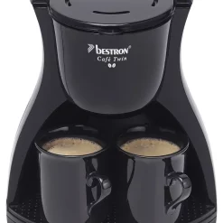 Bestron Duo-Kaffeemaschine Inkl. 2 Tassen, FÃ¼r Gemahlenen Filterkaffee, 450 Watt, Schwarz