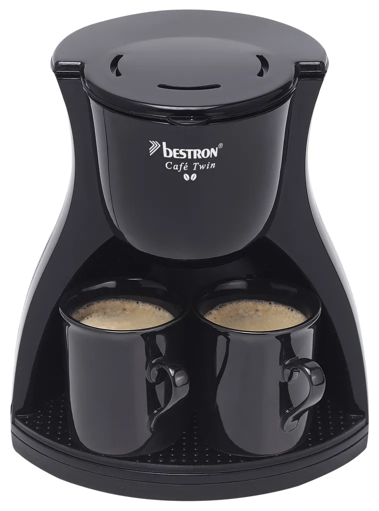 Bestron Duo-Kaffeemaschine Inkl. 2 Tassen, Für Gemahlenen Filterkaffee, 450 Watt, Schwarz 3 Bestron Duo-Kaffeemaschine Inkl. 2 Tassen, Für Gemahlenen Filterkaffee, 450 Watt, Schwarz