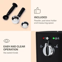 Klarstein Passionata 20 - Espressomaschine, Espresso-Automat, Kaffee-Maschine, 1350 Watt, 1,25 Liter, Automatischer Druckablass, Inkl. Milchschaum DÃ¼se FÃ¼r Zubereitung Von Cappuccino, Schwarz -Kaffee VerkÃ¤ufe 75df4baa507fcd3ba667109a972b73c2