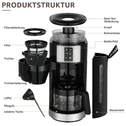 Kompakte Kaffeemaschinen Mit Mahlwerk Filterkaffeemaschine Kaffeemaschine Mit MÃ¼hle FÃ¼r Bohnenkaffee Und Kaffeepulver 2/4/6 Tassen, Schwarz -Kaffee VerkÃ¤ufe 78fd5117f590e5e9c94ec2e909c06bf8