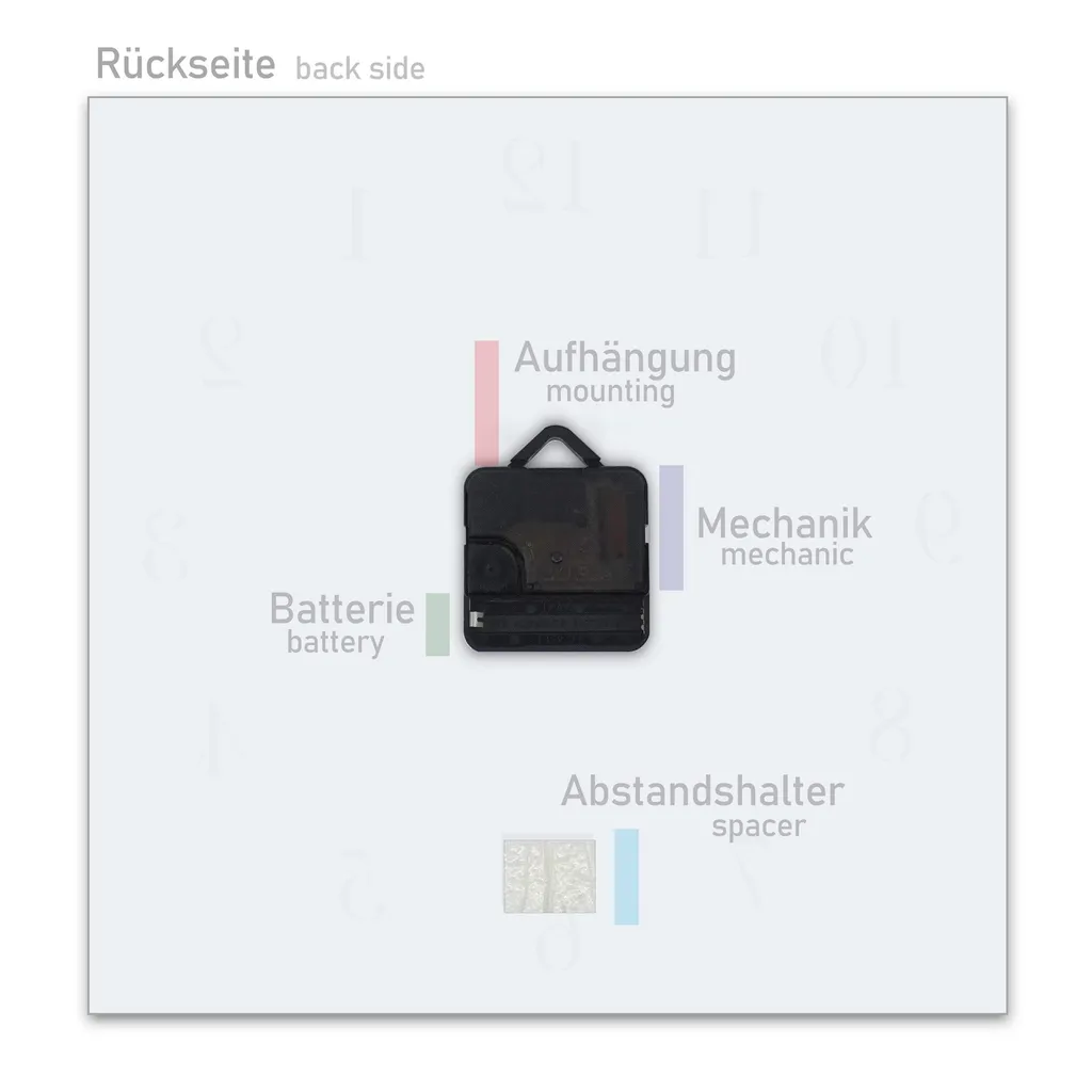 Wanduhr Aus Glas Mit Motiv Gebäck Und Kaffee - Quadratisch Breite 30 Cm, Höhe 30 Cm Und Quarzuhrwerk 7 Wanduhr Aus Glas Mit Motiv Gebäck Und Kaffee - Quadratisch Breite 30 Cm, Höhe 30 Cm Und Quarzuhrwerk – Bild 5