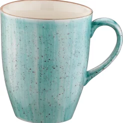 Bonna Premium Porcelain AAQMUG03KKN Aura Aqua Bockbecher, Kaffeebecher, Kaffeetasse, 8.2x11.4cm, 330ml, Porzellan, TÃ¼rkis, 1 StÃ¼ck