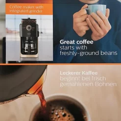Philips HD7768/90 Grind & Brew Filter Kaffeemaschine, Mahlwerk, Timer, Champagner/schwarz 13 Philips HD7768/90 Grind & Brew Filter Kaffeemaschine, Mahlwerk, Timer, Champagner/schwarz -Kaffee Verkäufe 89d88af0a41a3d5ea0bf22c1c17776b5