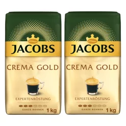 JACOBS Kaffeebohnen ExpertenrÃ¶stung Crema Gold 2 X 1 Kg Ganze Kaffee Bohnen GerÃ¶stet