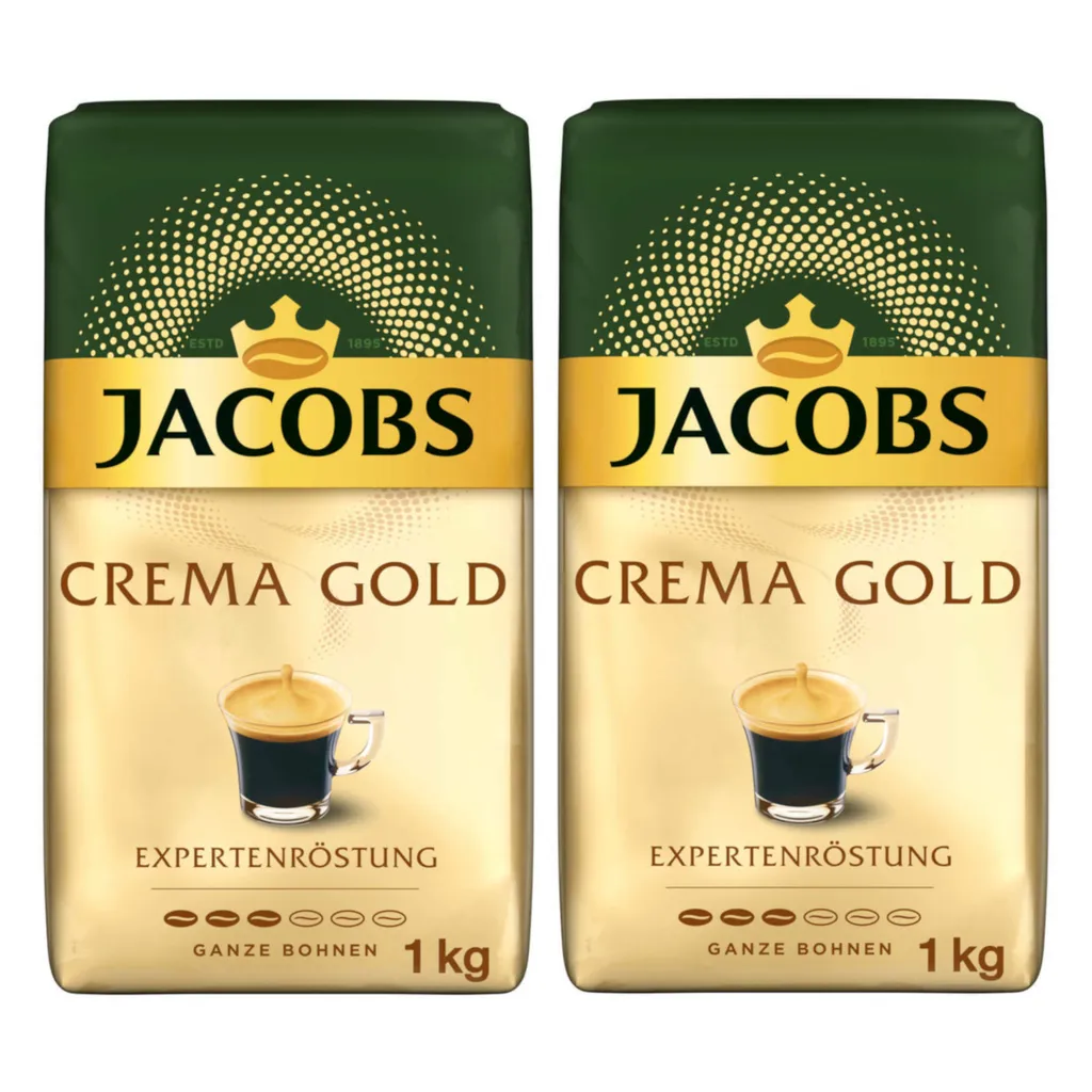 JACOBS Kaffeebohnen Expertenröstung Crema Gold 2 X 1 Kg Ganze Kaffee Bohnen + 1 Aluminium Dose Barista Design 5 JACOBS Kaffeebohnen Expertenröstung Crema Gold 2 X 1 Kg Ganze Kaffee Bohnen + 1 Aluminium Dose Barista Design – Bild 3