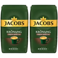 JACOBS Kaffeebohnen KrÃ¶nung Crema KrÃ¤ftig 2 X 1kg Ganze Kaffee Bohnen GerÃ¶stet