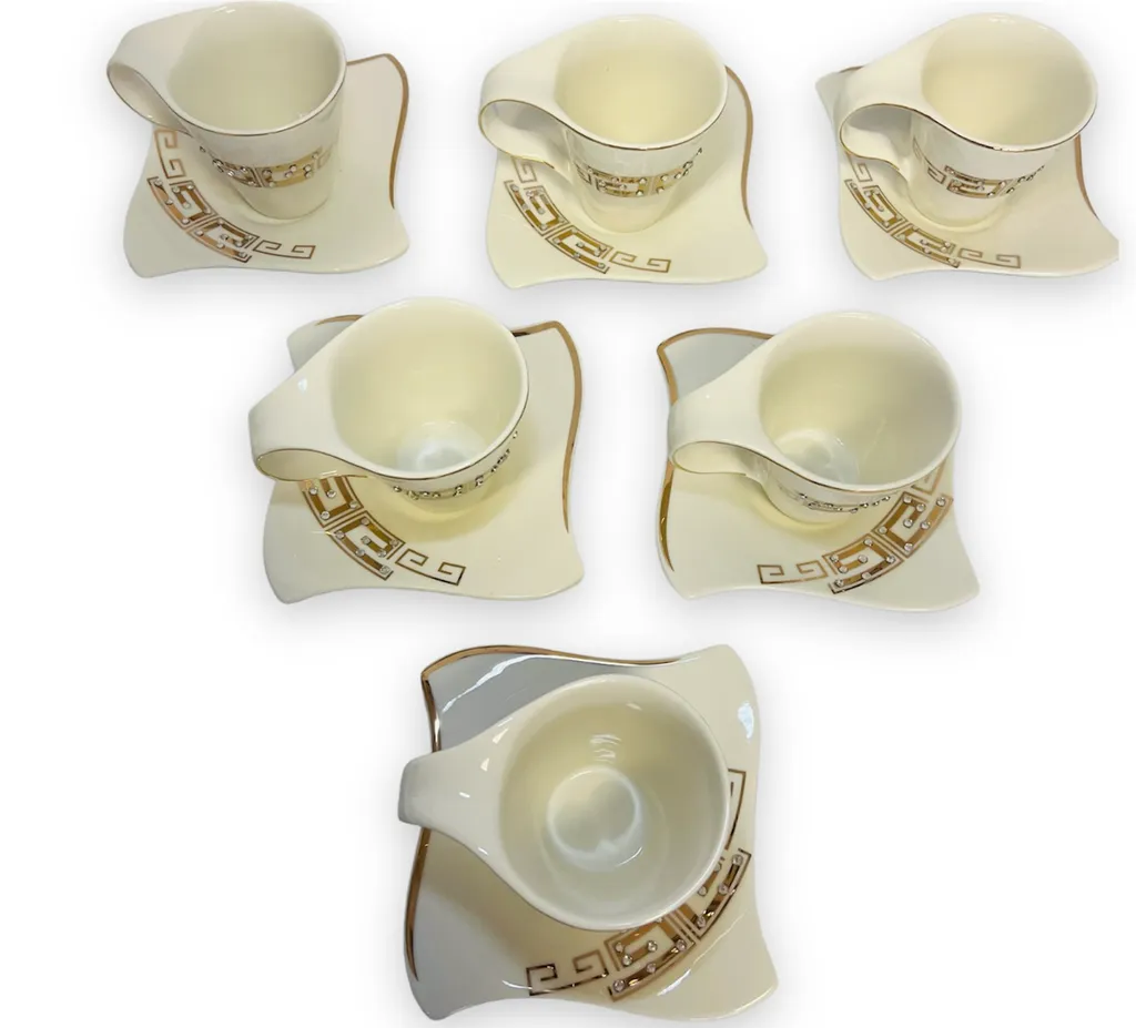 12-teiliges Medusa Mäander Kaffeeservice Mit Goldschliff Kaffeetassen Für 6 Personen 6 Tassen + 6 Untertassen Weiß-Gold Genießen Servieren Kaffee 6 12-teiliges Medusa Mäander Kaffeeservice Mit Goldschliff Kaffeetassen Für 6 Personen 6 Tassen + 6 Untertassen Weiß-Gold Genießen Servieren Kaffee – Bild 4