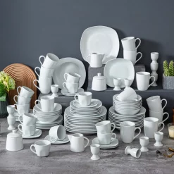 MALACASA, Serie Elisa, 100-teilig Tafelservice, Porzellan Kombiservice Mit Speiseteller, Suppenteller, Eierbecher, Kaffeetassen, MÃ¼slischalen, Dessertteller FÃ¼r 12 Personen GrauweiÃŸ -Kaffee VerkÃ¤ufe a507c88733e1199f1c93137e8fdff493