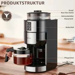 Kompakte Kaffeemaschinen Mit Mahlwerk Filterkaffeemaschine Kaffeemaschine Mit MÃ¼hle FÃ¼r Bohnenkaffee Und Kaffeepulver 2/4/6 Tassen, Schwarz -Kaffee VerkÃ¤ufe a6fd5ffcb422e495f339edd221c62ddc