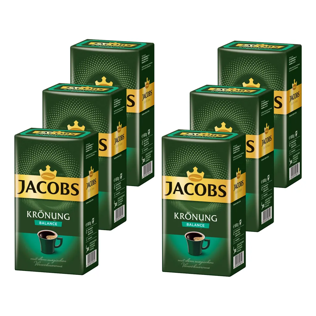 JACOBS Filterkaffee Krönung Balance 6 X 500g Pulver-Kaffee Gemahlen Röstkaffee 3 JACOBS Filterkaffee Krönung Balance 6 X 500g Pulver-Kaffee Gemahlen Röstkaffee