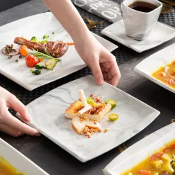 MALACASA, Serie Blance, Kombiservice 30 Tlg. Marmor Porzellan Geschirrset Eckig Tafelservice Mit 180 Ml Kaffeetassen, Untertassen, Dessertteller, Tiefteller Und Flachteller -Kaffee VerkÃ¤ufe a9718137b3c6b0f7db6ce91f023c4818