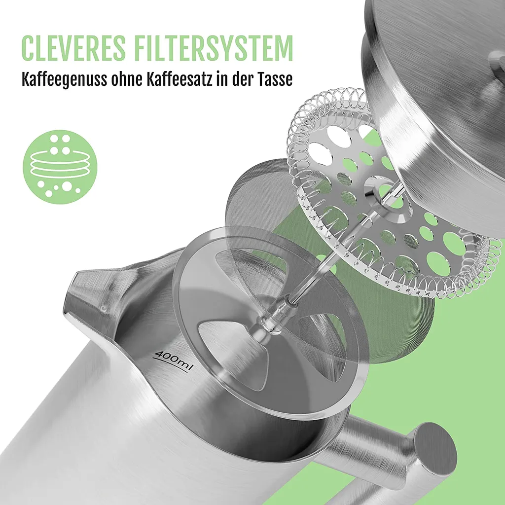 Bjørn Liebdhal French Press Edelstahl Kaffeemaschine Auch Für Camping : 0.6 Liter 4 Bjørn Liebdhal French Press Edelstahl Kaffeemaschine Auch Für Camping : 0.6 Liter – Bild 2