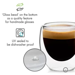 Klarstein Glaswerk Vienna Doppelwandige GlÃ¤ser , Thermoglas , Trinkglas , Espresso-, Kaffee- Und Shotglas , 4 StÃ¼ck , FÃ¼r HeiÃŸe Und Kalte GetrÃ¤nke , 80 Ml , Borosilikatglas , Hitze- Und KÃ¤ltebestÃ¤ndig , Handgemacht , SpÃ¼lmaschinenfest , Thermoeffekt -Kaffee VerkÃ¤ufe b0849fba7ede03d6ae0692cc4682809e