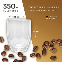 FelinoÂ® Latte Macchiato GlÃ¤ser Doppelwandige ThermoglÃ¤ser Set [6 StÃ¼ck] [350 Ml] Glas Tassen GroÃŸ FÃ¼r Cappuccino, Kaffee, Espresso -Kaffee VerkÃ¤ufe b1098fb57674f2023d1f1cdcefc3afa3