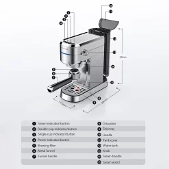 BlitzHome Espresso Maschine Kaffeemaschine Cappuccinomaschine MilchaufschÃ¤umer Espressomaschinen -Kaffee VerkÃ¤ufe bc9c61bde93f18470319f3eaba29e7ca