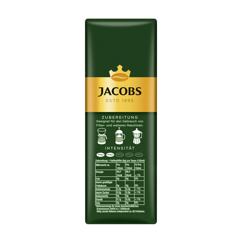 JACOBS Filterkaffee Krönung Balance 6 X 500g Pulver-Kaffee Gemahlen Röstkaffee 7 JACOBS Filterkaffee Krönung Balance 6 X 500g Pulver-Kaffee Gemahlen Röstkaffee – Bild 5