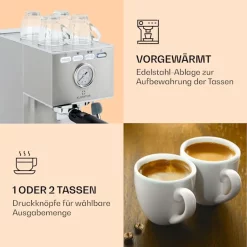 Klarstein Pausa Espressomaker, SiebtrÃ¤germaschine Mit 1350 Watt, Espressomaschine 20 Bar Druck, SiebtrÃ¤ger Kaffeemaschine Mit Wassertank: 1,4 Liter Edelstahl ,silber -Kaffee VerkÃ¤ufe c1b76e2b5dd65ce5be5bc24b831d2db3