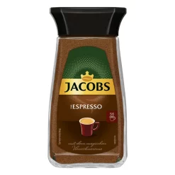 Jacobs Espresso, Löslicher Kaffee, Instantkaffee, Instant Kaffee, Löskaffee, Glas, 100 G