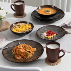 Tafelservice Steinzeug, Vancasso 16-St BUBBLE Kombiservice, Geschirrset Mit MÃ¼slischalen, Kaffeetassen, Dessertteller Und Speiseteller FÃ¼r 4 Personen, Vintage -Kaffee VerkÃ¤ufe d455c1f21f85e461b65079dcf8c309e4