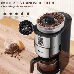 Kompakte Kaffeemaschinen Mit Mahlwerk Filterkaffeemaschine Kaffeemaschine Mit MÃ¼hle FÃ¼r Bohnenkaffee Und Kaffeepulver 2/4/6 Tassen, Schwarz -Kaffee VerkÃ¤ufe d5554f11f2b048886cb396c50dc81a02