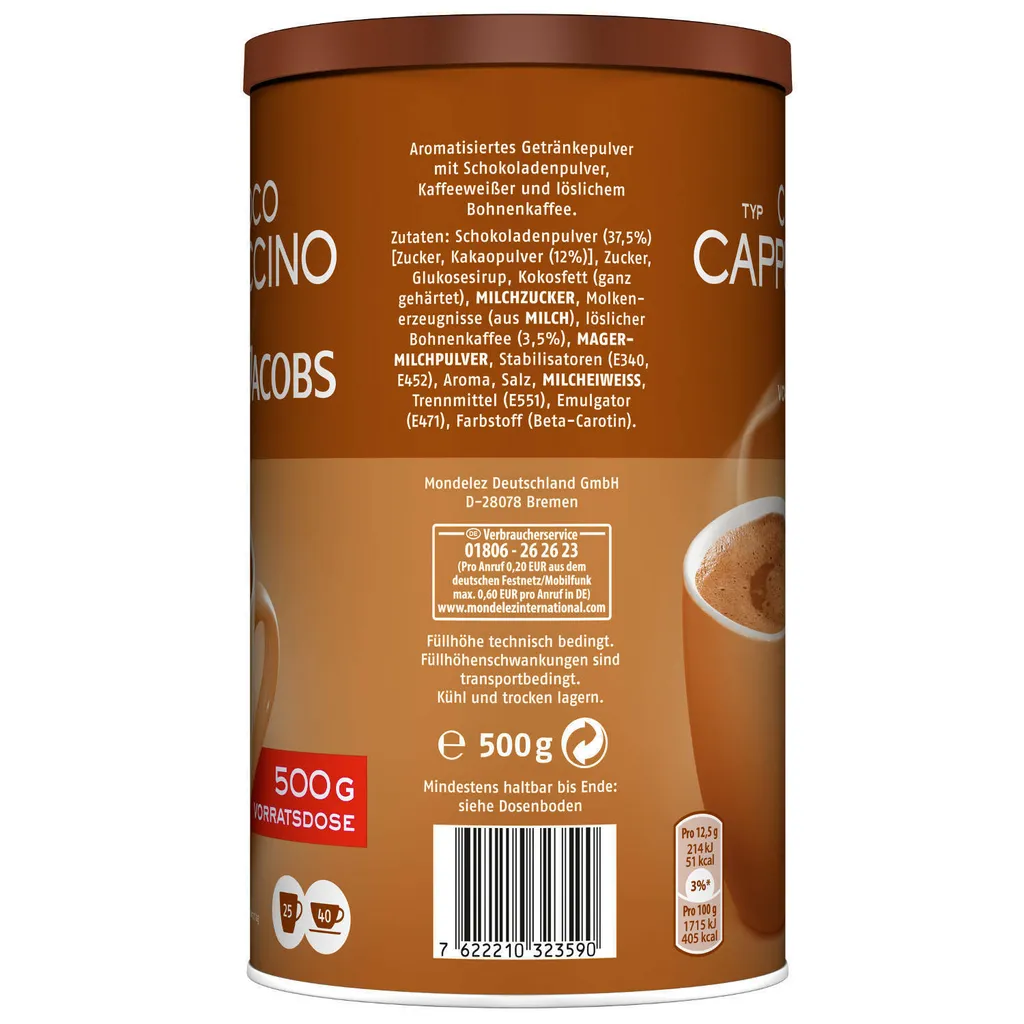 JACOBS Löskaffee Typ Choco Cappuccino 500 G Dose Löslicher Kaffee Mit Kakao 3 JACOBS Löskaffee Typ Choco Cappuccino 500 G Dose Löslicher Kaffee Mit Kakao