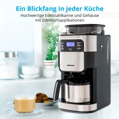 MEDION Kaffeemaschine Mit Mahlwerk Und Thermoskanne (Timer, 1 Liter, 900 Watt, Kaffeebohnenmahlwerk, 8 Mahlstufen, LED Display, Tropf Stopp, Isolierkanne, MD19777) -Kaffee VerkÃ¤ufe e3ca4748df7bc4b2888d0e90a035e7bc