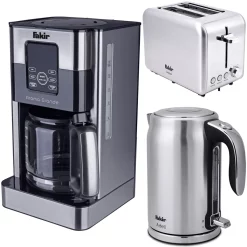 Fakir Frühstück-Set Bestehend Aus Aroma Grande Kaffeemaschine, Adell Wasserkocher, Calypso Toaster, Edelstahl