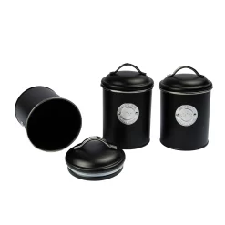 AufbewahrungsbehÃ¤lter Mit Deckel Set 3-tlg. Vorratsdose Metall Schwarz Ã˜ 11x16cm Vorratsdosen-Set Aromadosen FÃ¼r Kaffee Zucker Tee -Kaffee VerkÃ¤ufe eda0069fdb7d326179571950875d749b