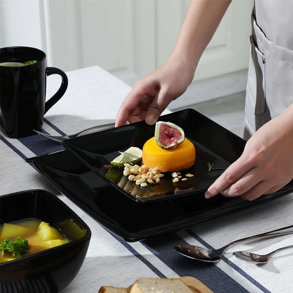 Vancasso Tafelservice »SOHO« 16-tlg. Porzellan Teller Set, Kombiservice Tafelset Mit Kaffeetassen, Müslischalen, Schwarz 4 Vancasso Tafelservice »SOHO« 16-tlg. Porzellan Teller Set, Kombiservice Tafelset Mit Kaffeetassen, Müslischalen, Schwarz – Bild 3