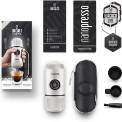 WACACO Nanopresso Tragbare Espressomaschine, Mit Nanopresso-Etui, Upgrade-Version Von Minipresso, Reisekaffeemaschine, Kaffee-To-Go, Manuell Betrieben, WeiÃŸ, Nachhaltig -Kaffee VerkÃ¤ufe f71d7ea87404288253699e43b207f313
