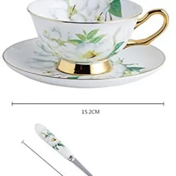 Panbado Floral Kaffeetassen Aus Premium Bone China Porzellan, Beinhaltet 1 Tassen 200 Ml, 1 Untertassen, Und 1 LÃ¶ffel -Kaffee VerkÃ¤ufe f819e19d24c00a571de0edd759c53911